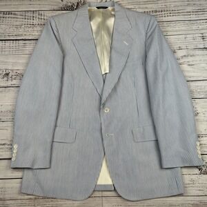 Vintage Kuppenheimer Seersucker Sport Coat Blazer Cotton 41R 100% Cotton Blue